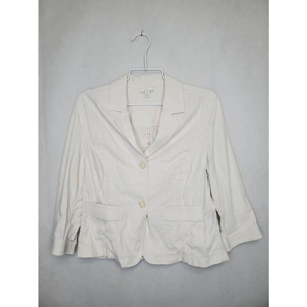 J. Jill Petite 100% Cotton Cream Lightweight Summer Blazer Coastal Neutral